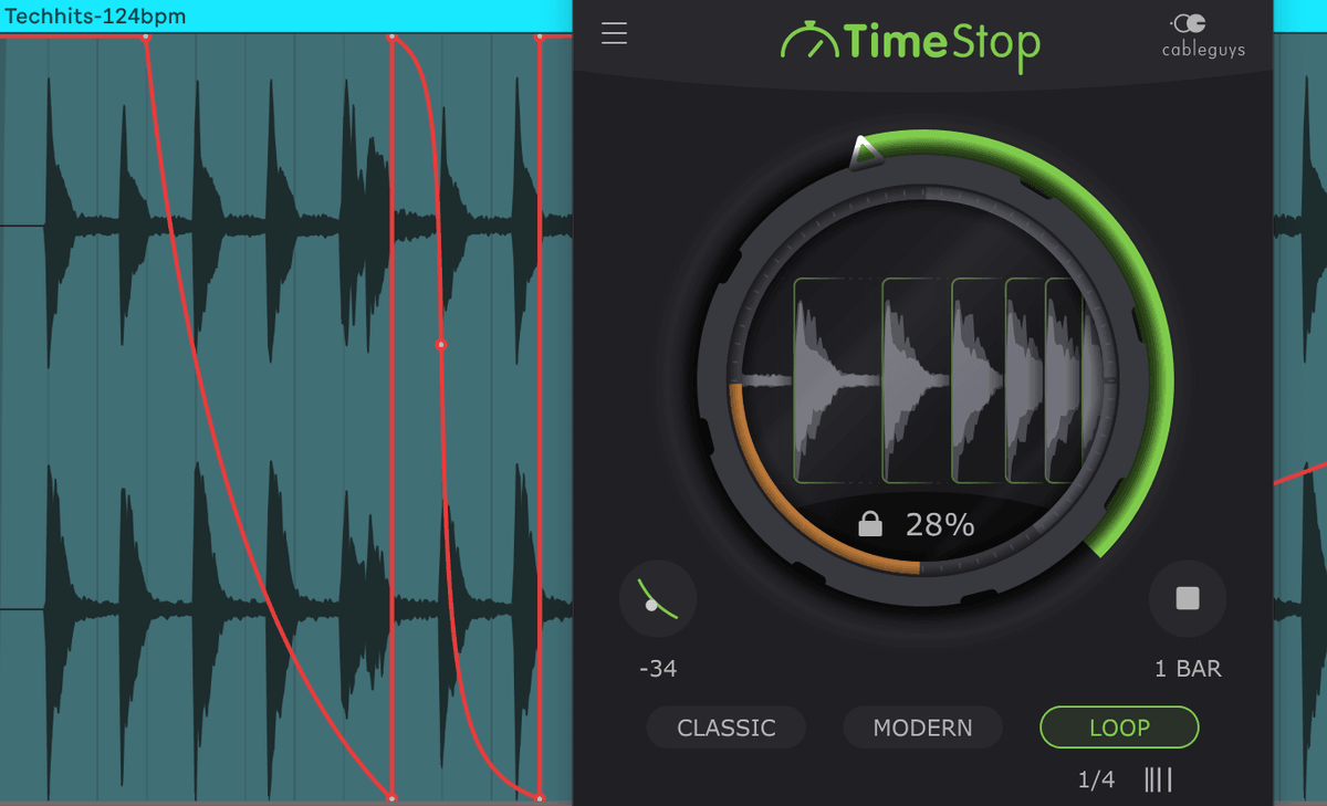 Drawing TimeStop automation in a DAW